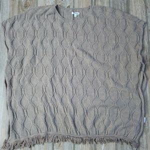 Chain Knit Flowy Poncho Style Sweater Top